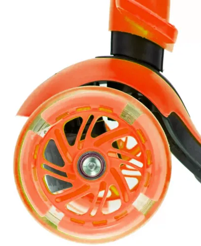 Триколісний дитячий самокат біговел Scooter FYS-2864 Orange 5 в 1 зі складним сидінням, батьківською ручкою і колесами, що світяться Помаранчевий