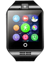 Розумний наручний смарт-годинник Smart Watch Q18 c камерою, диктофоном і фітнес трекером, акумуляторний Bluetooth годинник з пульсоміром Smartix Чорні