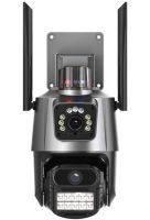 Цветная уличная IP камера видеонаблюдения с двойной камерой P11 WiFi видеокамера с ночной съемкой, датчиком движения и микрофоном 3Мп SD RJ45