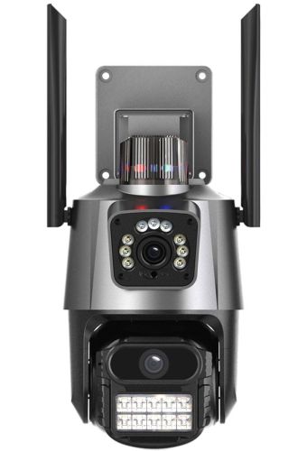 Цветная уличная IP камера видеонаблюдения с двойной камерой P11 WiFi видеокамера с ночной съемкой, датчиком движения и микрофоном 3Мп SD RJ45