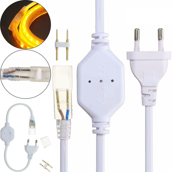 Кабель живлення адаптер для світлодіодної LED стрічки 5050 Foton Power Cable Neon з контролером 220V IP65, Шнур вилка для світлодіодного неону від 220В