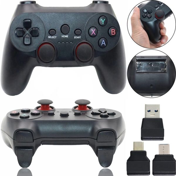 Бездротовий джойстик геймпад Game Pad CM - 019 для PC Android з адаптерами, ігровий контролер 2,4 G для комп'ютера і телефону від батарейок Чорний