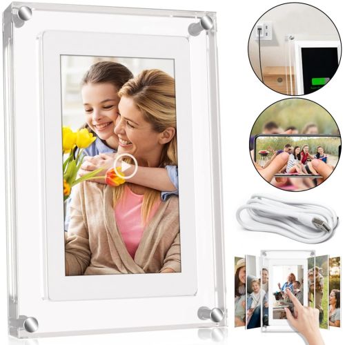 Цифрова акрилова фоторамка Photo Frame Frameo 5" 32 ГБ з Wi-Fi сенсорним IPS екраном розумна електронна рамка для фото і відео з годинником 5 дюймів