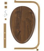 Приставной кофейный столик Dujeff PH-10963 прикроватный журнальный C-образный стол с овальной деревянной столешницей для гостиной 60х45х30 см Золотой