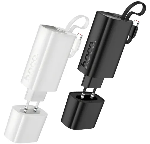 Сетевое зарядное устройство Hoco J148 PD20W Power Bank 5000 mAh портативный внешний аккумулятор Type-C повербанк с кабелем и адаптером для зарядки