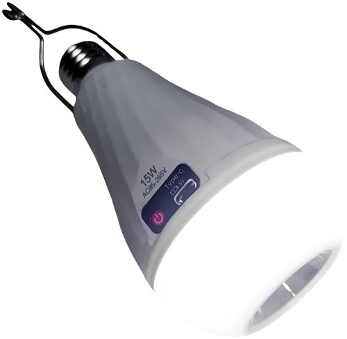 Світлодіодна кемпінгова лампочка Світильник LED Emergency Lamp Z-725 15W аварійний світильник в патрон E27 з акумулятором 18650 і гачком CK8039