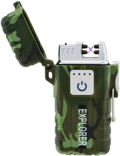 Електроімпульсна спіральна запальничка lighter Explorer JL317 акумуляторна сенсорна запальничка 2 дуги з вітрозахистом від USB JL-317 6741 Камуфляж