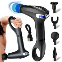 Ручной массажный пистолет Fascial Gun Pro HB-005 Black 4 насадки, беспроводной перкуссионный вибромассажер для всего тела на аккумуляторе Черный
