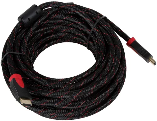 Посилений кабель Hdmi to Hdmi 20м 1080p в обмотці, кабель-подовжувач HDMI-HDMI 20m 20 m, 20 м для монітора і телевізора в обплетенні Чорно Червоний