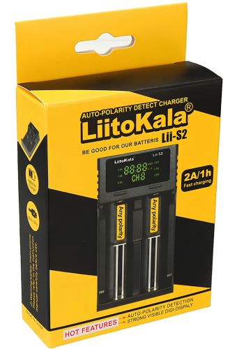 Зарядний пристрій для акумуляторів LiitoKala Lii - S2 універсальна зарядка C LCD дисплеєм індикатором для батарейок 18650 на 2 акумулятора від USB