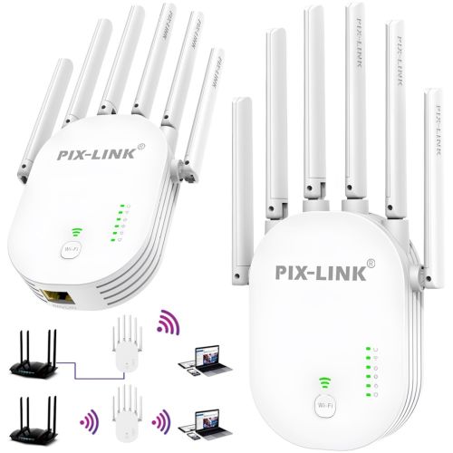 Беспроводной WI-FI репитер Repeater Pix-Link LV-WR60T усилитель сигнала до 300 Мбит с WLAN ретранслятор расширитель диапазона вай фай роутера 6 антенн