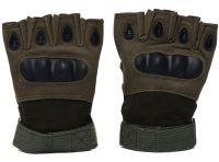 Тактичні рукавички з відкритими пальцями Glove Support 7844 безпалі чоловічі військові рукавички з протиударними вставками для захисту кісточок Хакі