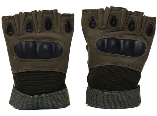 Тактичні рукавички з відкритими пальцями Glove Support 7844 безпалі чоловічі військові рукавички з протиударними вставками для захисту кісточок Хакі