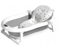 Складна дитяча ванна для купання Smart Babyhood BH-334G розкладна ванночка для немовлят з LED термометром, подушкою і ручкою для душу Сіра