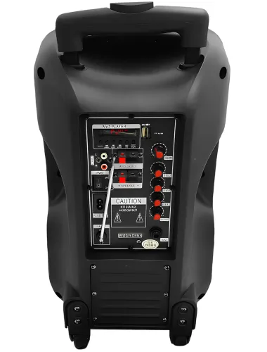 Акумуляторна колонка караоке Su-Kam BT-100D 500W USB AUX SD портативна акустична Bluetooth система з бездротовим мікрофоном 12V/220V Чорна
