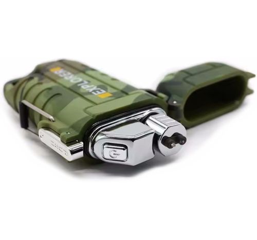 Електроімпульсна спіральна запальничка lighter Explorer JL317 акумуляторна сенсорна запальничка 2 дуги з вітрозахистом від USB JL-317 6741 Камуфляж