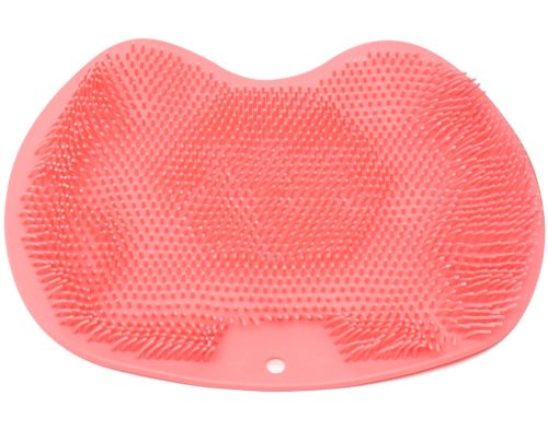 Силіконовий масажний килимок Чистюля щітка Shower Foot Scrubber Mat Pink LY-379 для спини і ніг на присосках, настінна мочалка для душу Рожева
