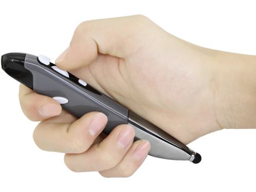 Бездротова оптична миша Pocket Wireless Pen Mouse Fairy сенсорна перезаряджається ручка пульт для малювання 1000 DPI з адаптером Micro USB Type-C сіра