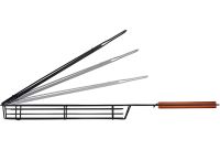 Решетка гриль для барбекю Barbecue Grill Basket 49 см одинарная сетка с деревянной ручкой для рыбы, овощей и кебаба, корзина-гриль для мангала Maclay узкая