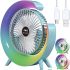 Настольный аккумуляторный вентилятор Colorful Desktop Fan FH-668 со светодиодной RGB подсветкой 5W, Вращающийся беспроводной охладитель воздуха