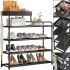 Обувница с полкой для аксессуаров Araqel Shoe Rack стеллаж органайзер для хранения обуви 60х21x78 см металлическая стойка на 5 полок в прихожую Черная