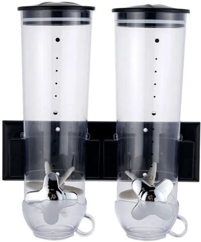 Настінний подвійний диспенсер для зберігання круп Double Dispenser 2 дозуючих циліндра, ємність для сипучих продуктів з дозатором і порційної чашею 