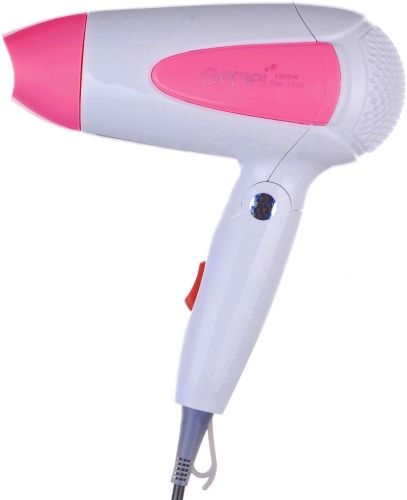 Складной дорожный фен Gemei GM-1756 Pink портативный для укладки и сушки волос со сборной ручкой, насадкой и терморегулятором 1200W Розовый