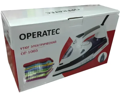 Ручной паровой утюг Operatec OP-1005 2200W с керамической подошвой и регулятором подачи пара для глажки и отпаривания одежды от сети Фиолетовый