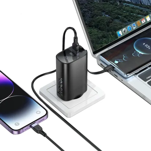 Сетевое зарядное устройство Hoco J148 PD20W Power Bank 5000 mAh портативный внешний аккумулятор Type-C повербанк с кабелем и адаптером для зарядки