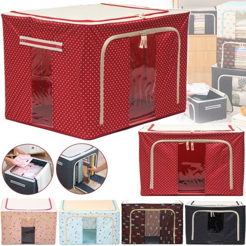 Складаний органайзер з кришкою Stenson TD00560 XL кофр для зберігання речей та одягу з віконцем і ручками 60х42х40 см розкладна коробка бокс на 100 л
