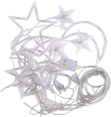 Внутрішня кольорова гірлянда завісу Місяць Зірки Star Moon Style 2.5х1 м 138 LED діодів M, Світлодіодна RGB гірлянда-завісу на вікно 2. 5мх1м 220V