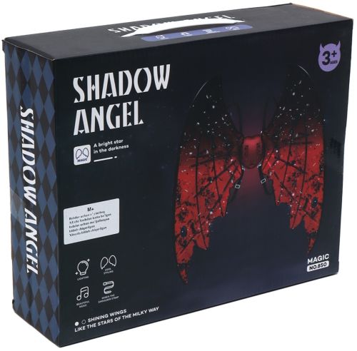 Дитячі рухливі крила Дракона Shadow Angel 2 електричні карнавальні крила на ремінцях з підсвічуванням музикою і ефектом пурхання 68 см червоні