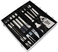 Набор для мангала в кейсе BBQ Tools Set AL-10 10 в 1 43х21х8 см шашлычный комплект из нержавеющей стали для гриля и барбекю в алюминиевом чемодане