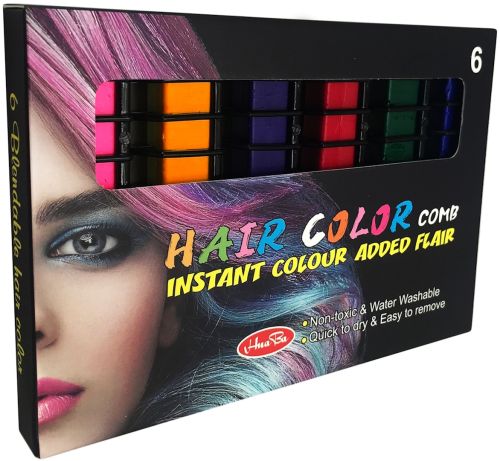 Набір крейди для волосся Hair Chalk FM227 різнокольорові барвники 6 шт комплект гребінців з кольоровою крейдою для фарбування волосся дітей і дорослих