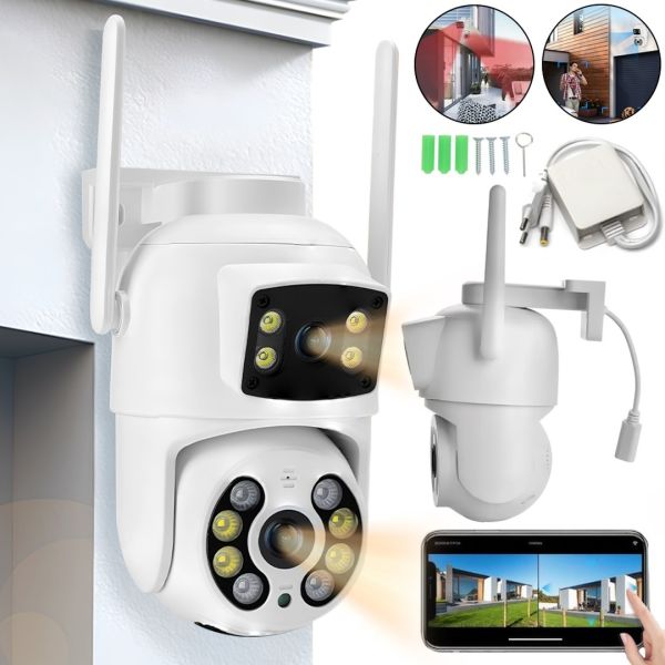 Бездротова вулична IP камера відеоспостереження Wifi Smart Camera Q13 6Мп поворотна подвійна відеокамера з нічною зйомкою і віддаленим доступом Rias