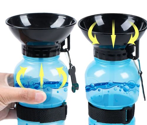Портативна Дорожня поїлка для собак Aqua Dog Petshy PET Bottle 500 мл автоматична прогулянкова пляшка для води з чашею в дорогу ПЕТ ботл