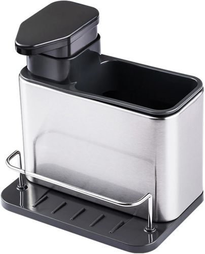Диспенсер з дозатором для миючого Clean Storage Rack TH3700 3 в 1 органайзер для столових приладів з підставкою і зливом для води на мийку PK-1