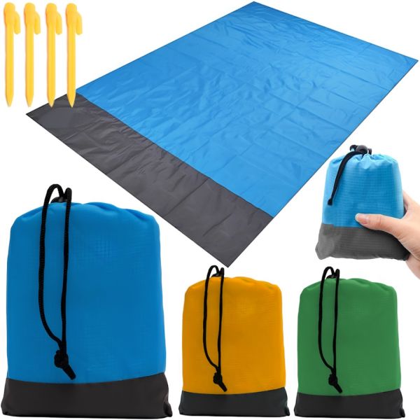 Пляжний килимок підстилка антипісок Beach Blanket AND137 150х140 см водонепроникне пляжне покривало анти-пісок для пікніка, туристична ковдра з чохлом
