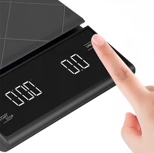 Кухонные сенсорные весы Coffee Scale EK6012 до 5 кг, аккумуляторные весы для взвешивания кофе с LED-дисплеем, таймером и плоской платформой 4058