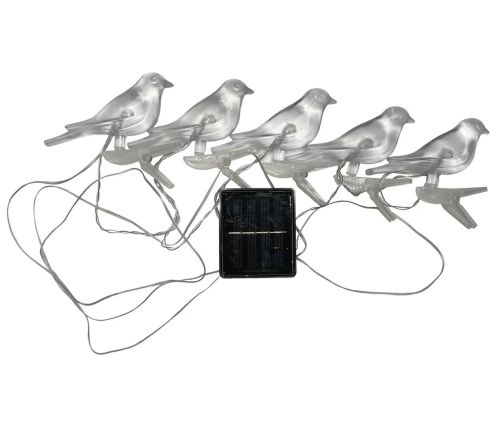 Садова гірлянда Garden Line SOL6063 3.2 м 5 LED ліхтариків на прищіпках, світильники Пташки Solar Bird 3D на сонячній батареї для саду Теплий білий