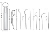 Набор для чистки зубов Dental Toothpick Set 7 в 1 портативный комплект инструментов зубочисток для ухода за полостью рта в металлическом футляре