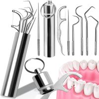 Набор для чистки зубов Dental Toothpick Set 7 в 1 портативный комплект инструментов зубочисток для ухода за полостью рта в металлическом футляре