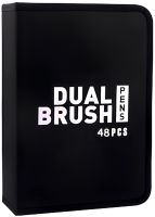 Набір акварельних маркерів-лінерів для малювання Dual Brush 48 шт комплект двосторонніх скетч маркерів кистей на водній основі в пеналі 48 кольорів 