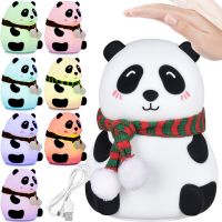 Дитячий настільний нічник Losso LJC - 142 Panda силіконовий світлодіодний RGB світильник, бездротова LED лампа Панда 7 режимів на акумуляторі USB