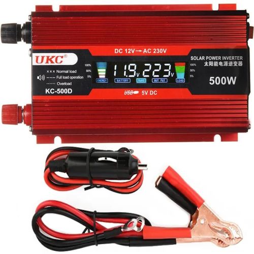 Автомобильный инвертор UKC AC/DC 12V-220V 500W KC-500D авто преобразователь напряжения тока с LCD дисплеем от прикуривателя, аккумулятора с экраном