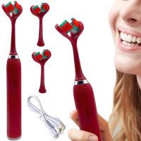 Акумуляторна зубна щітка Electric Toothbrush з подвійною головкою, електрична ультразвукова електрощітка на 3 режими для чищення зубів Червона