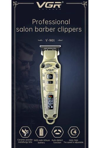 Аккумуляторная машинка для стрижки волос VGR V-901 5W беспроводной мужской триммер для стрижки и окантовки бороды и усов со сменными насадками V901