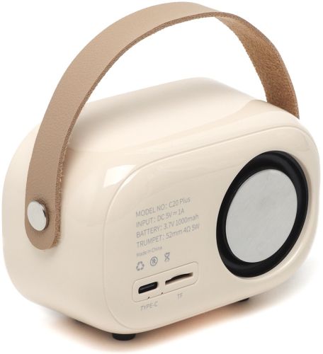 Дитячий бездротової ретро караоке Pulse Platinum C20 Plus портативна водонепроникна Bluetooth колонка з мікрофоном на акумуляторі TF FM USB