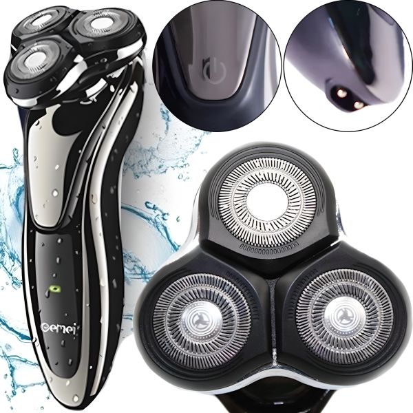 Бездротова роторна бритва GEMEI GM-7719 для вологого гоління 3W, Водонепроникна електробритва тример з плаваючими головками для бороди Gemmy