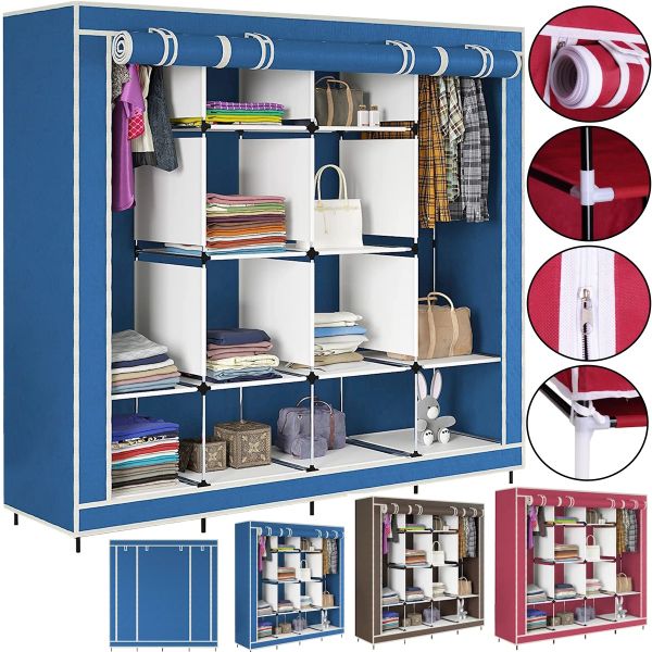 Складаний тканинний шафа для одягу Storage Wardrobe 88170 на 4 секції, 170х45х175, каркасний органайзер гардероб для взуття та речей на 12 полиць